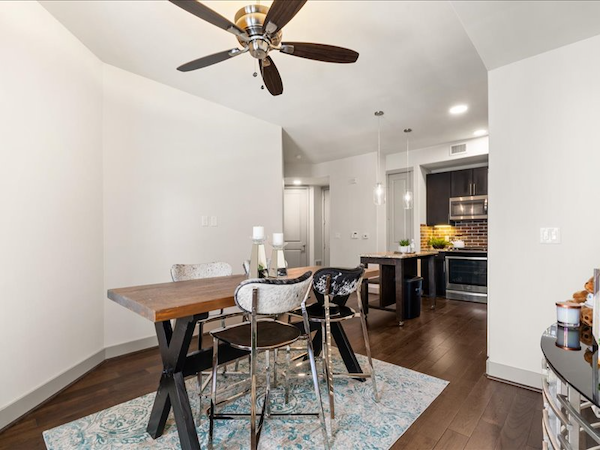 Dining room facing balcony