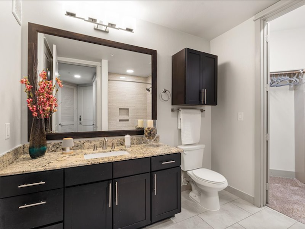 Bathroom with Vanity with Sink and closet