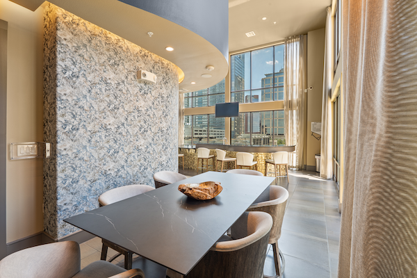 Lobby with table and wet bar